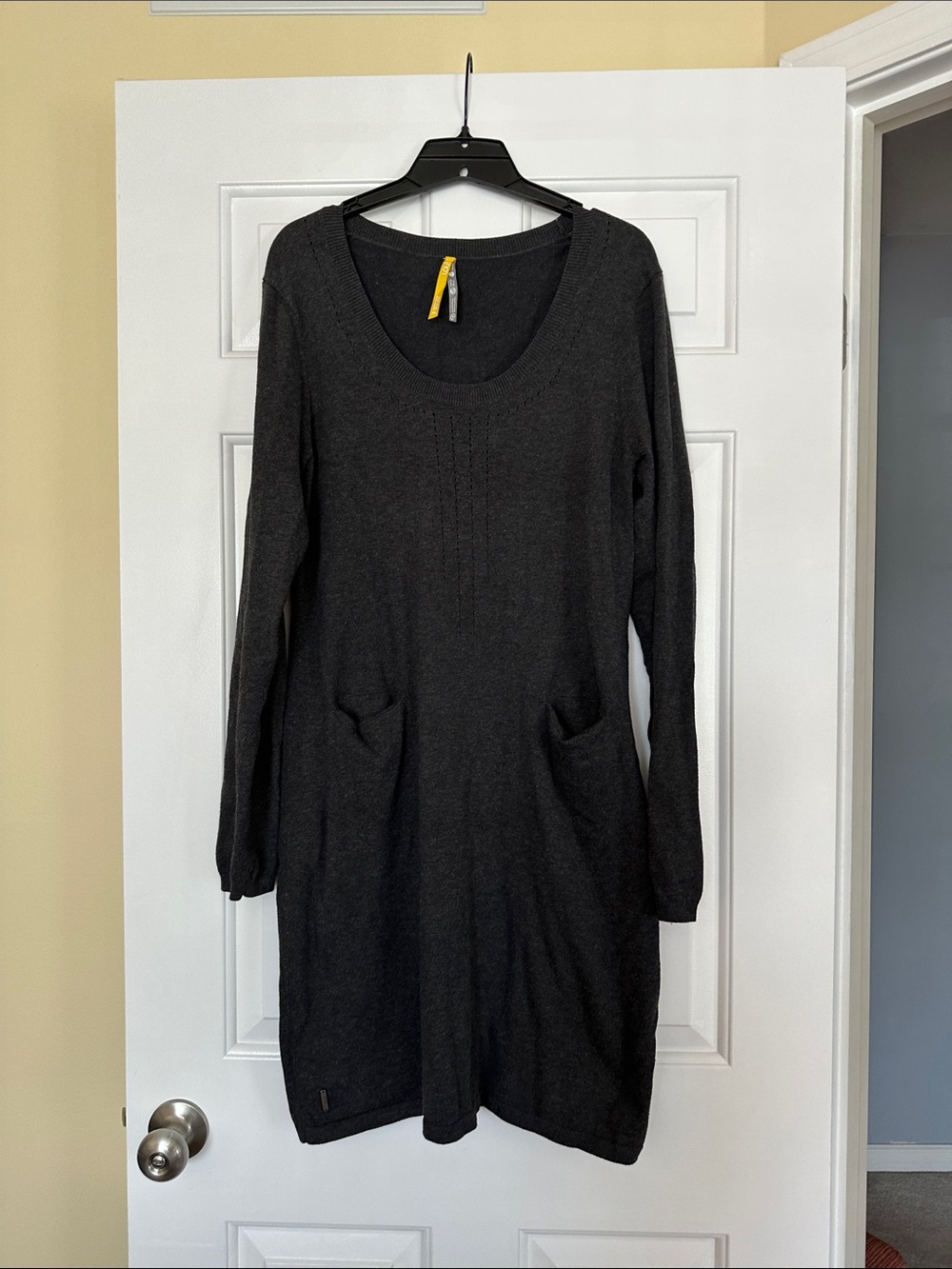 Lole Charcoal Long-Sleeve Scoop Neck Knit Dress